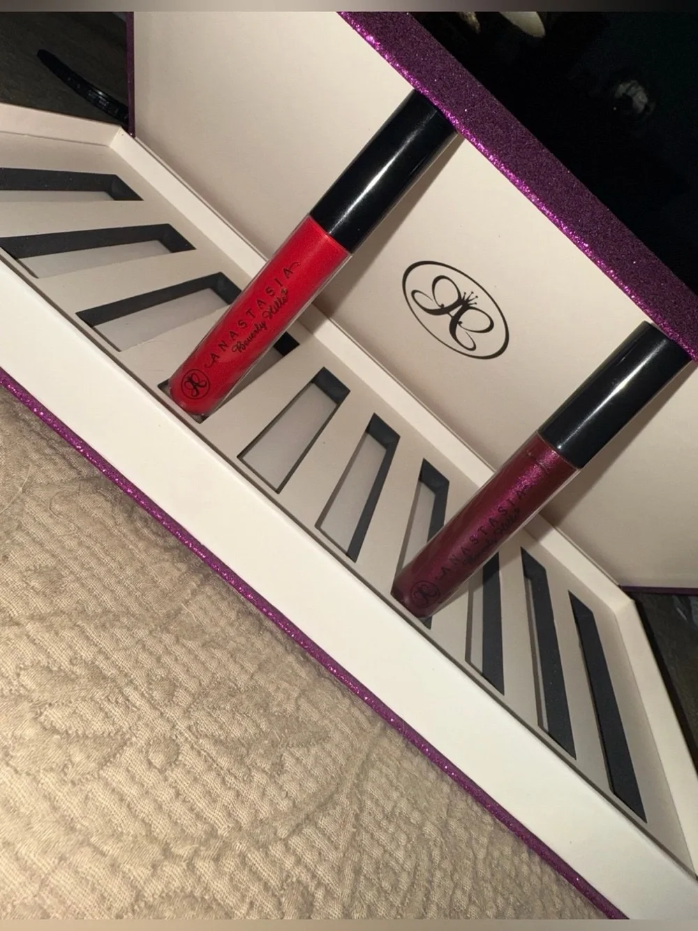 2 Anastasia Beverly Hills Bundle Lipglosses in Socialite and Venom & a lip case
